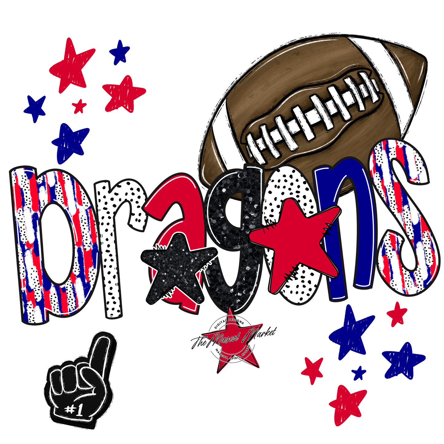 Dragons Football Scrape-Blue-Red