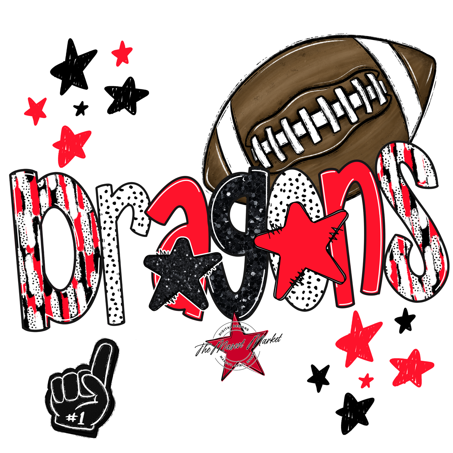 Dragons Football Scrape-Bright Red