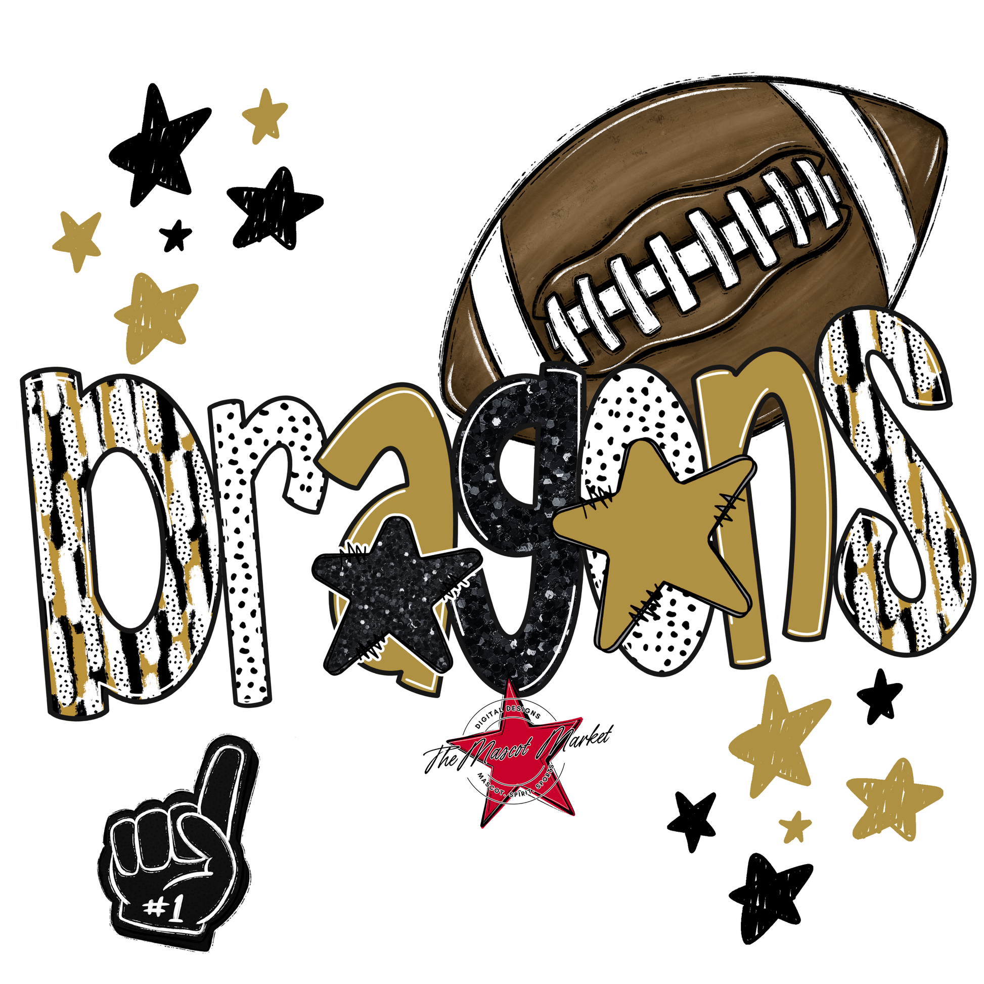 Dragons Football Scrape-Gold