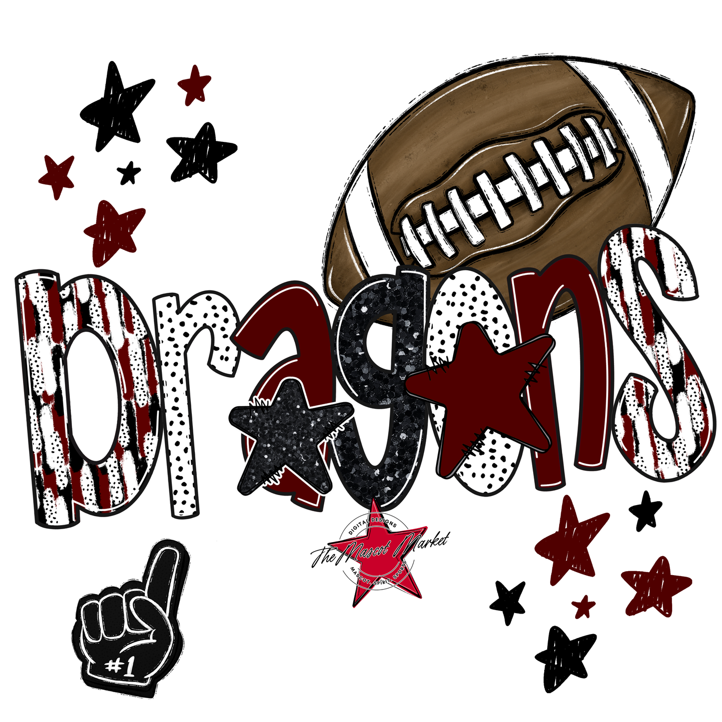 Dragons Football Scrape-Maroon