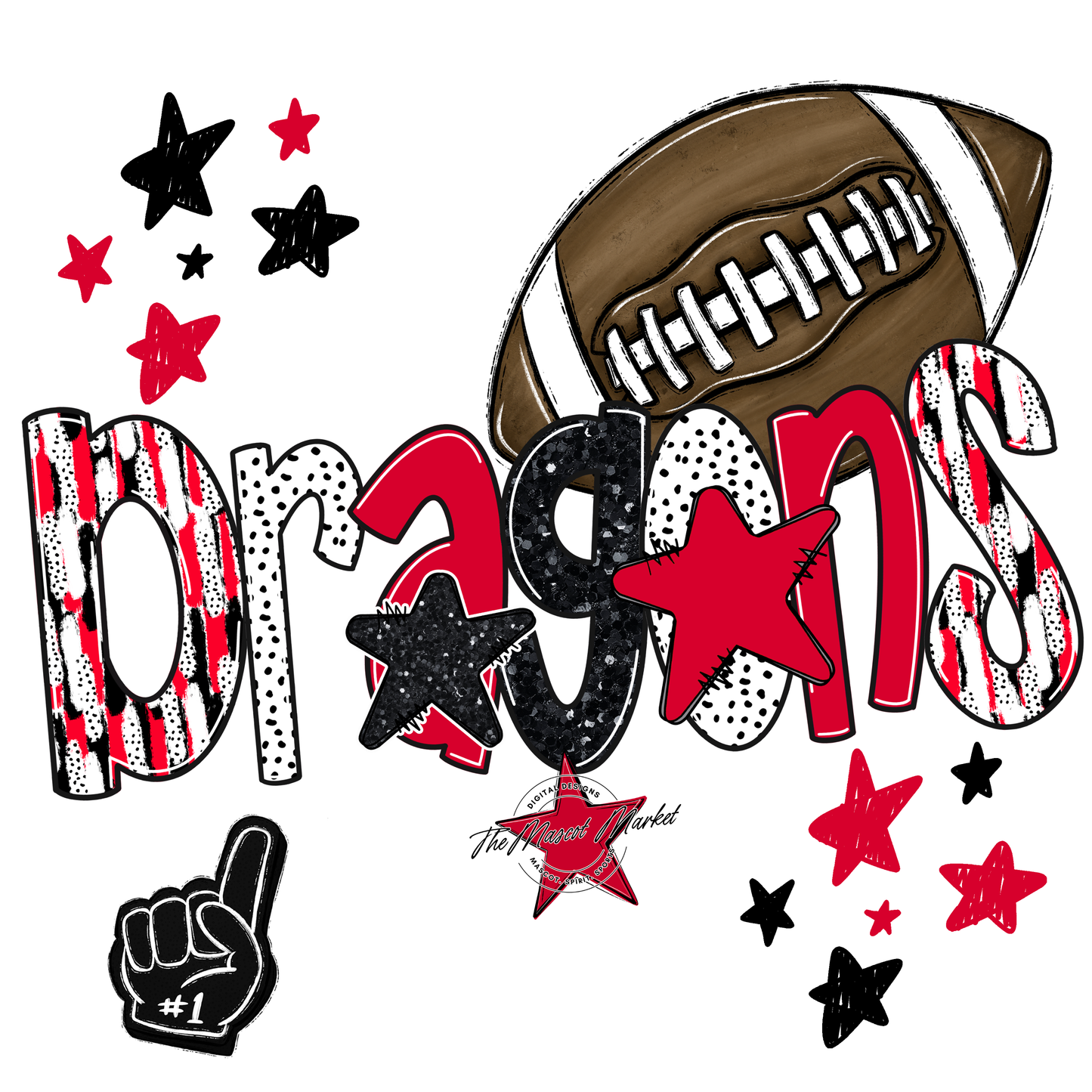 Dragons Football Scrape-Red