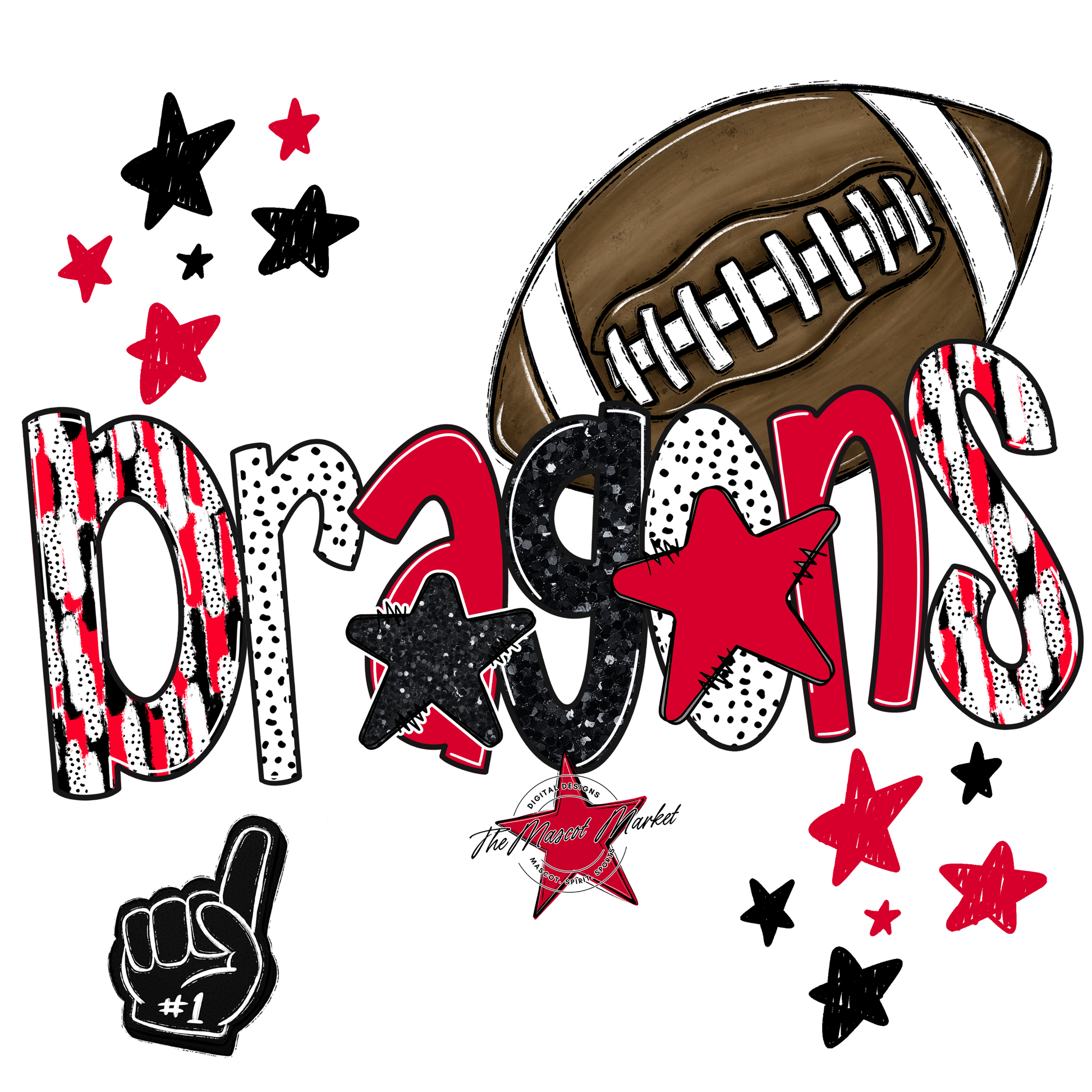 Dragons Football Scrape-Red