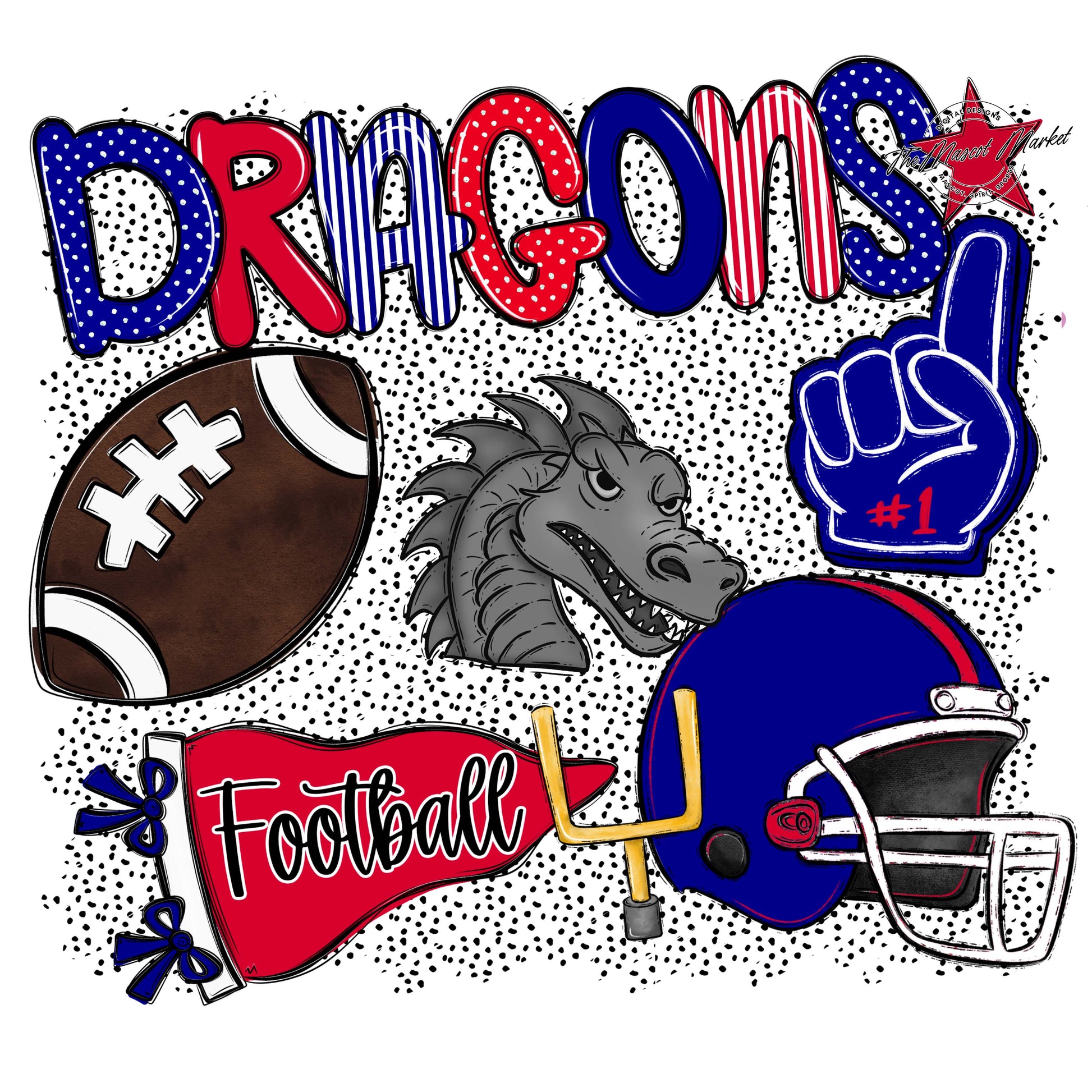 Dragons Football Spirit-Blue & Red