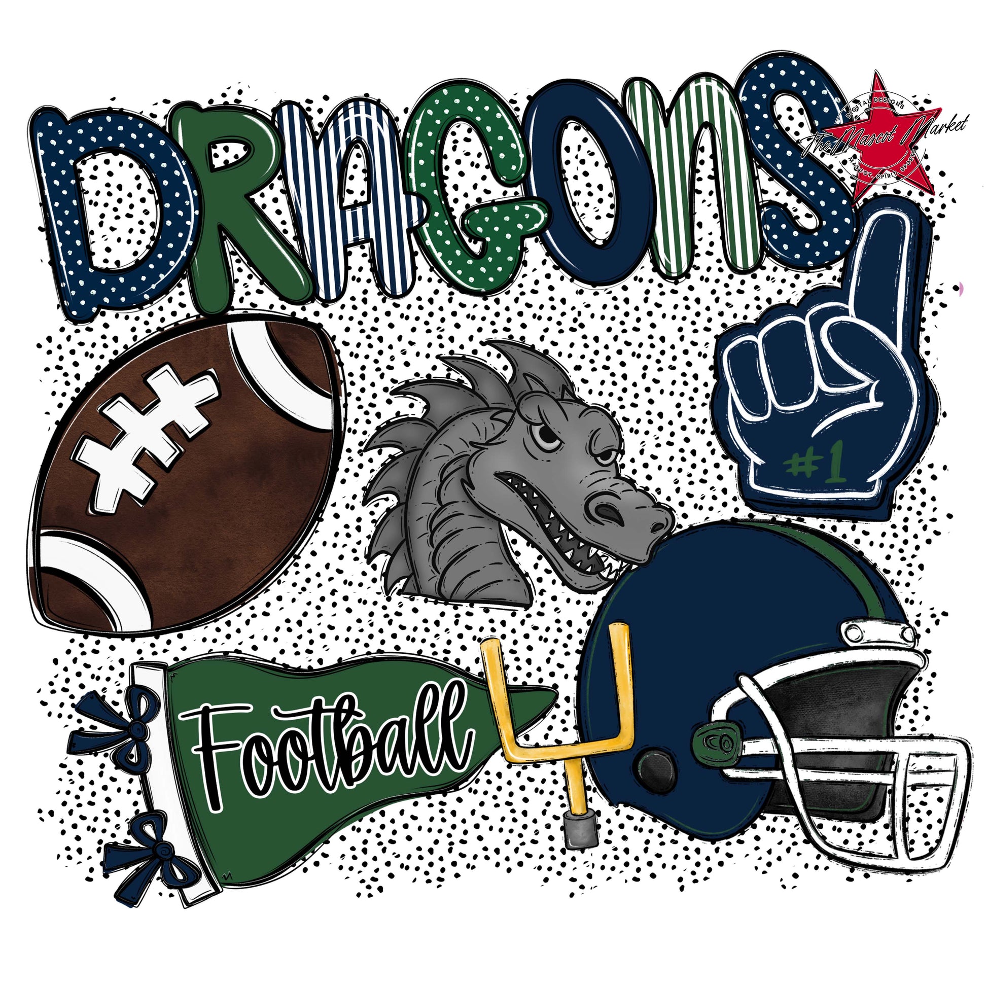 Dragons Football Spirit-Navy & Green