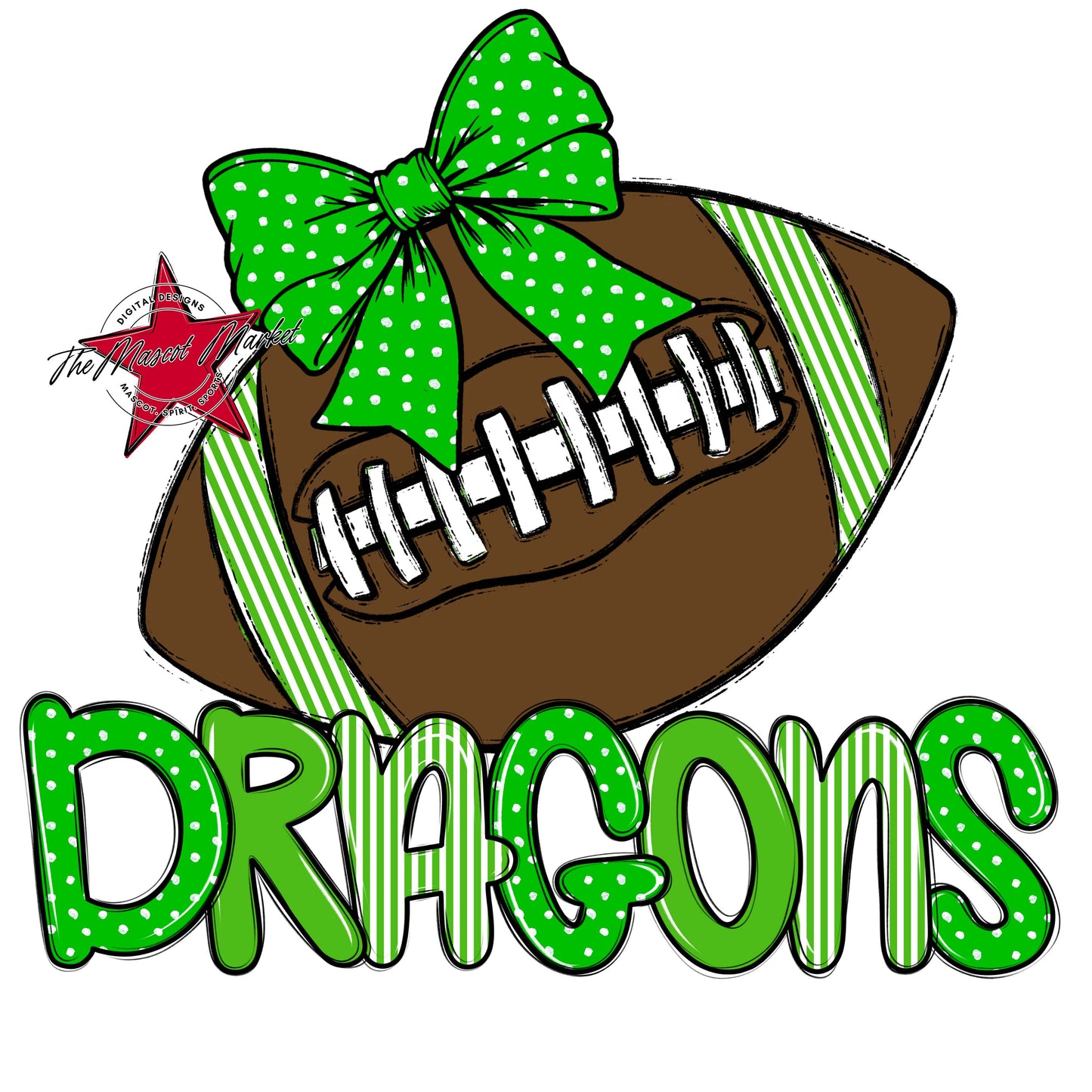 Dragons Football Spirit Design-Bright Green