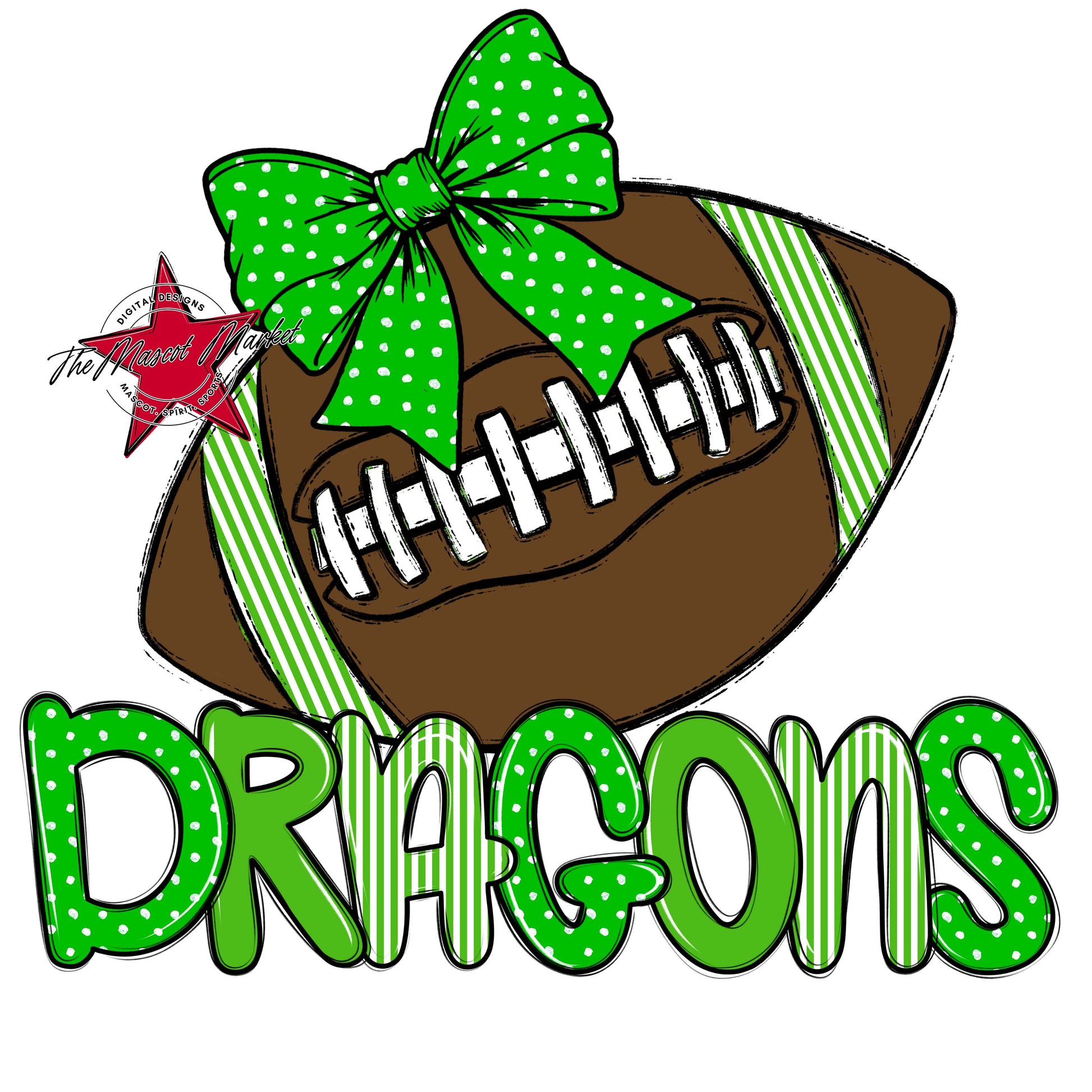 Dragons Football Spirit Design-Bright Green
