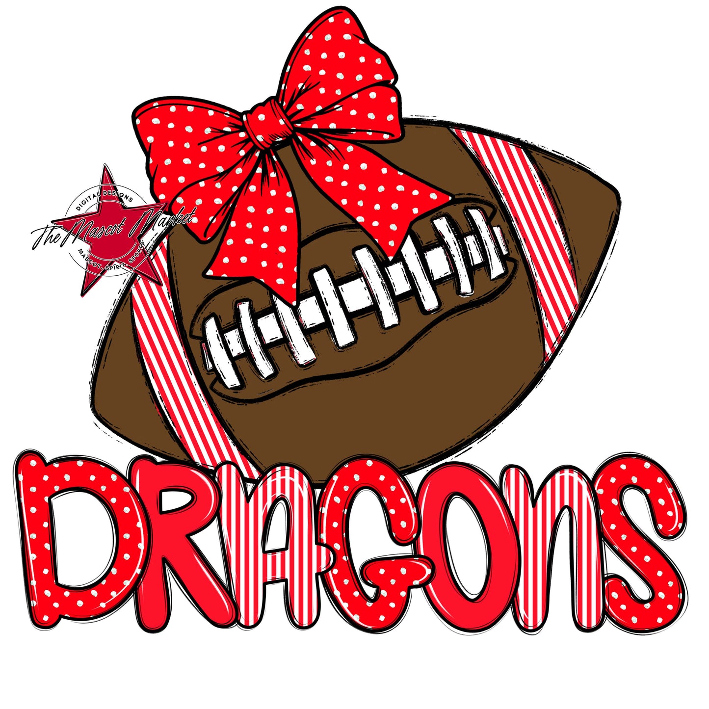 Dragons Football Spirit Design-Bright Red