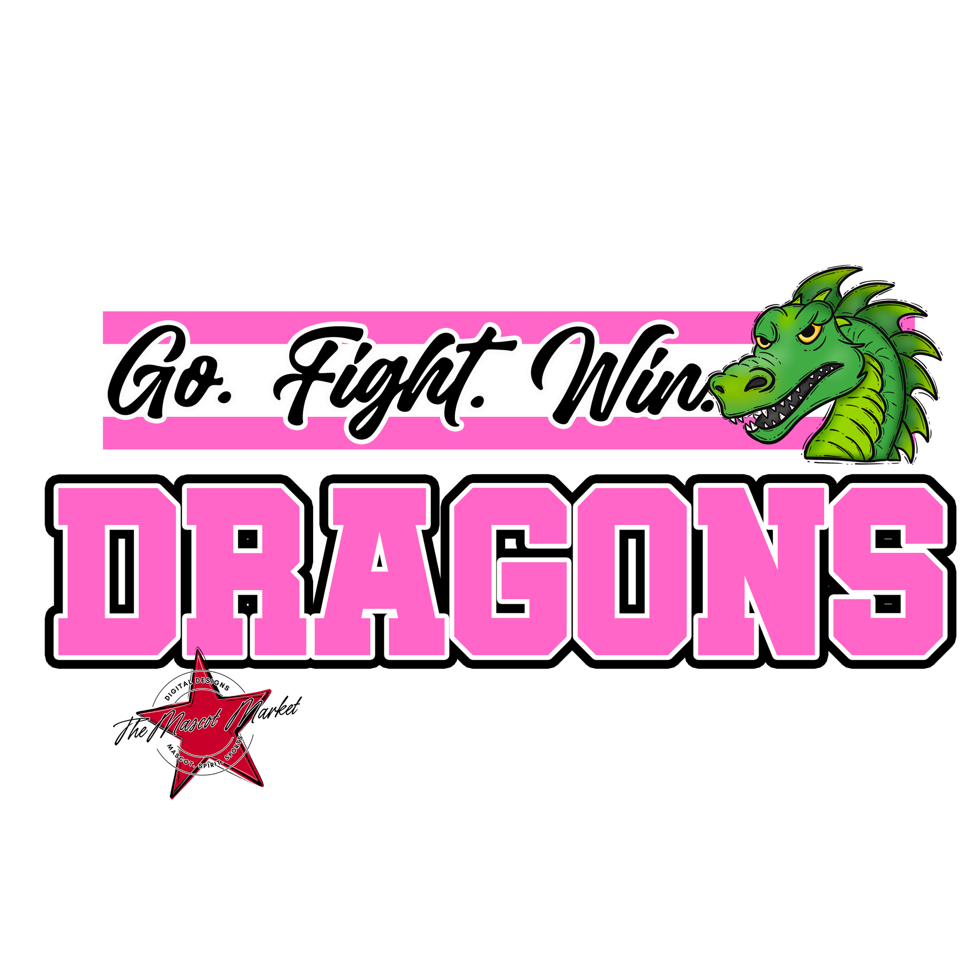 Dragons Go Fight Win Mascot Lines-Baby Pink