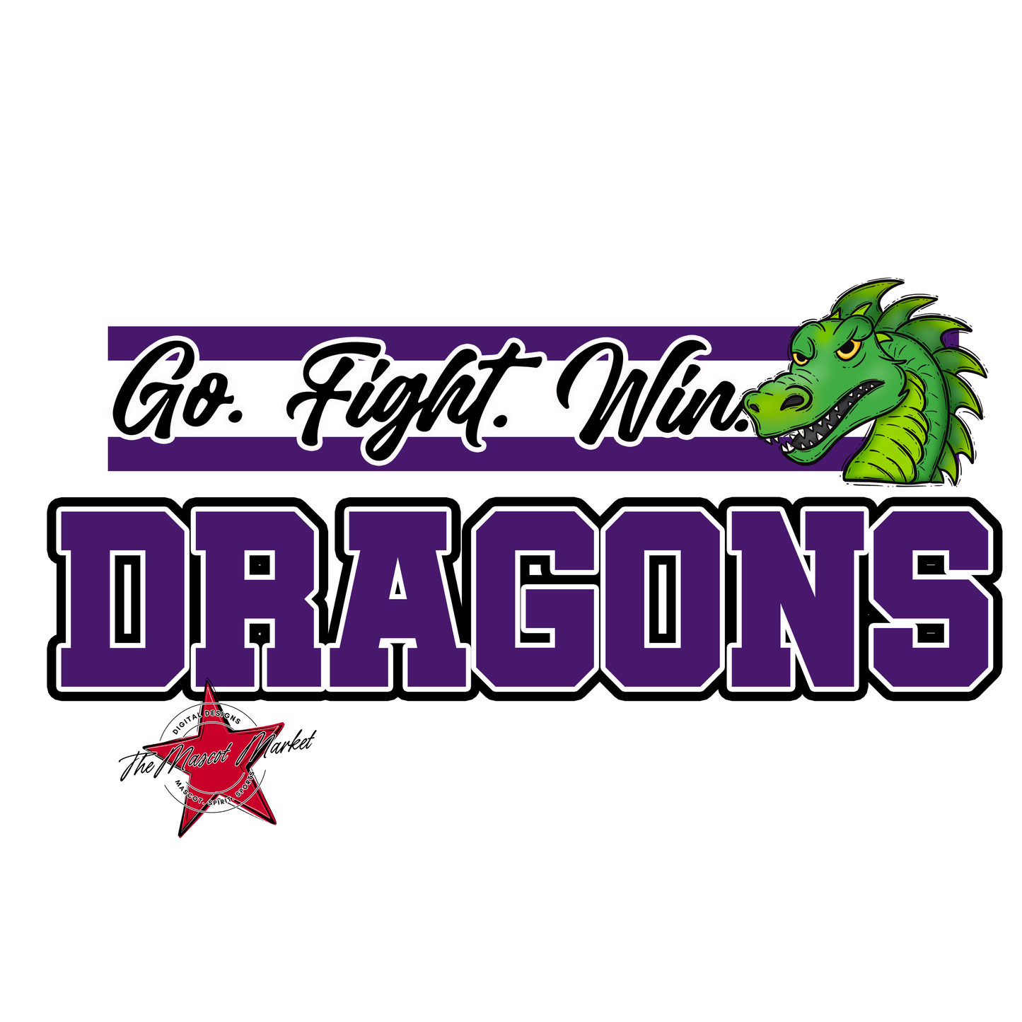 Dragons Go Fight Win Mascot Lines-Purple