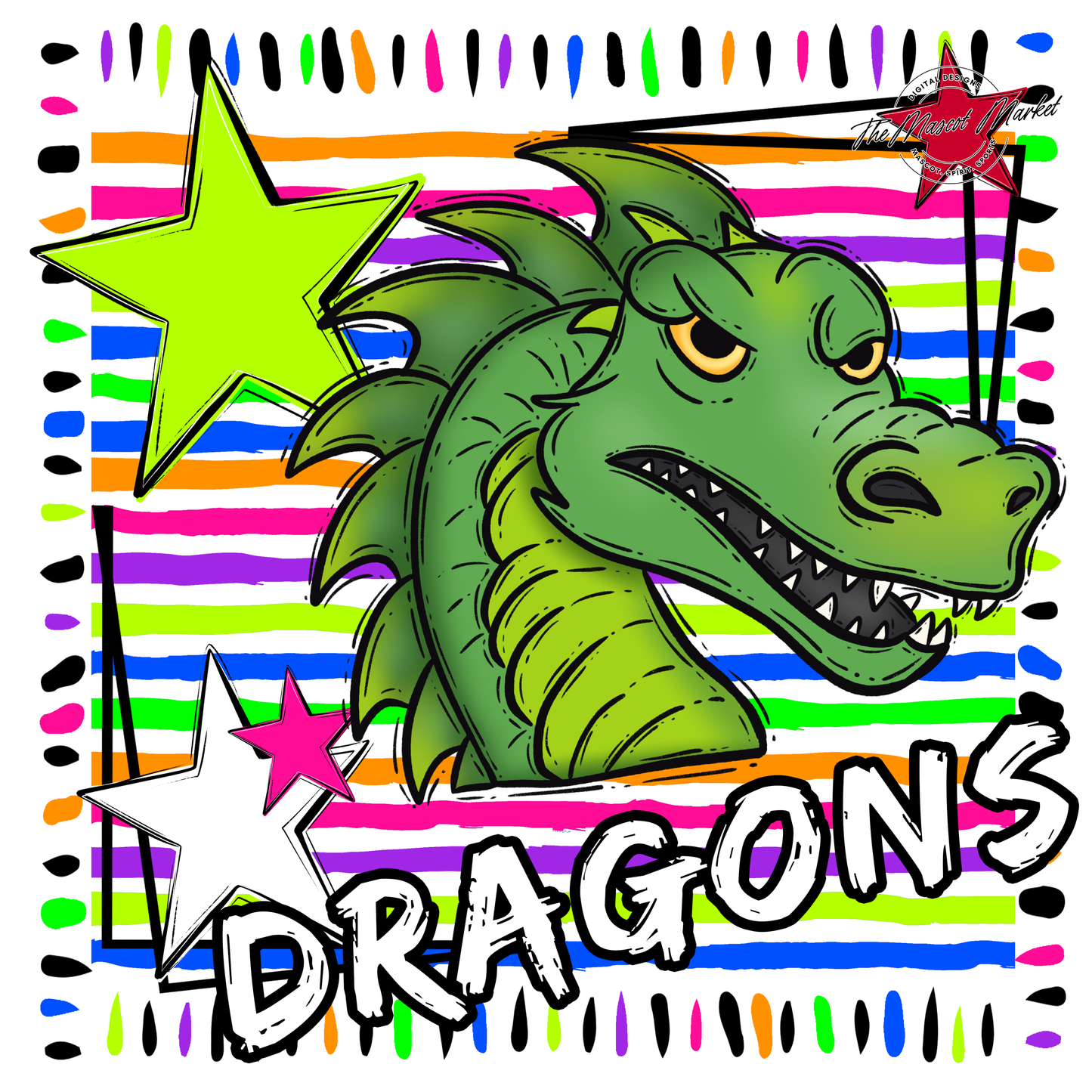 Dragons Mascot Frame-Neon White