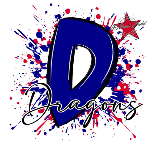 Dragons Mascot Splatter-Blue & Red