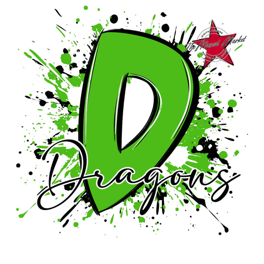 Dragons Mascot Splatter-Bright Green