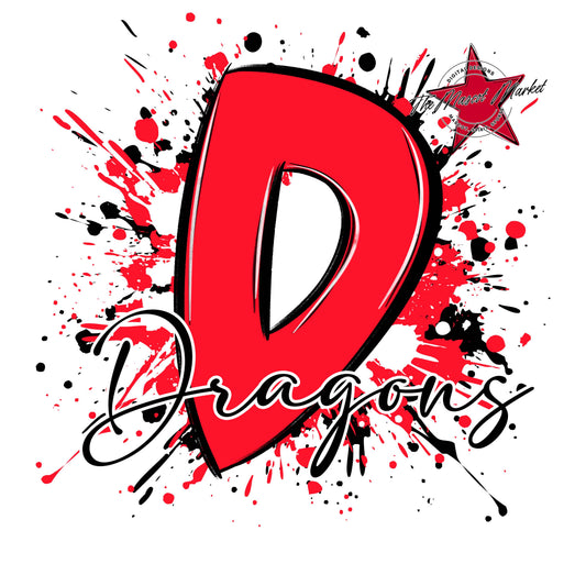 Dragons Mascot Splatter-Bright Red