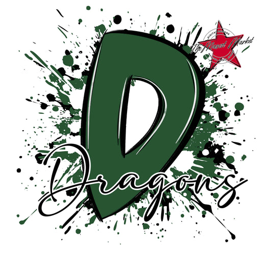 Dragons Mascot Splatter-Green