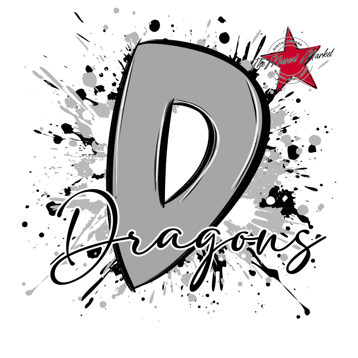 Dragons Mascot Splatter-Grey