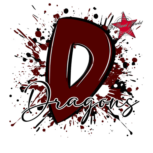 Dragons Mascot Splatter-Maroon