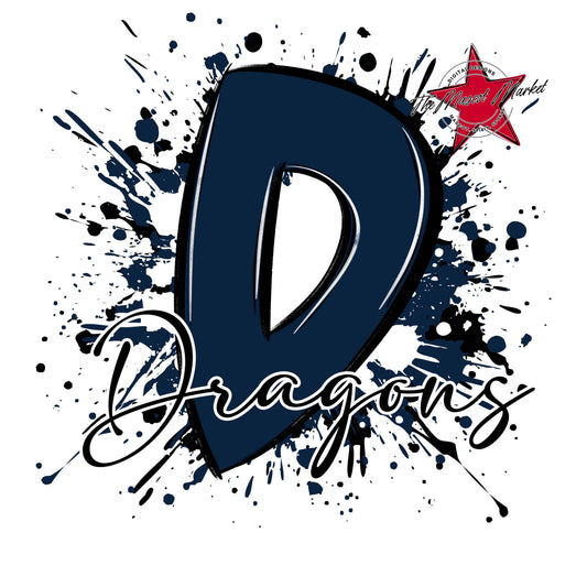 Dragons Mascot Splatter-Navy