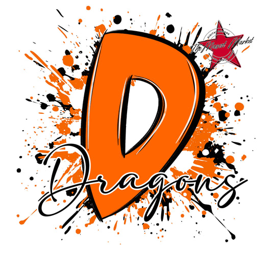 Dragons Mascot Splatter-Orange