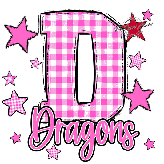 Dragons Plaid Star Design-Baby Pink