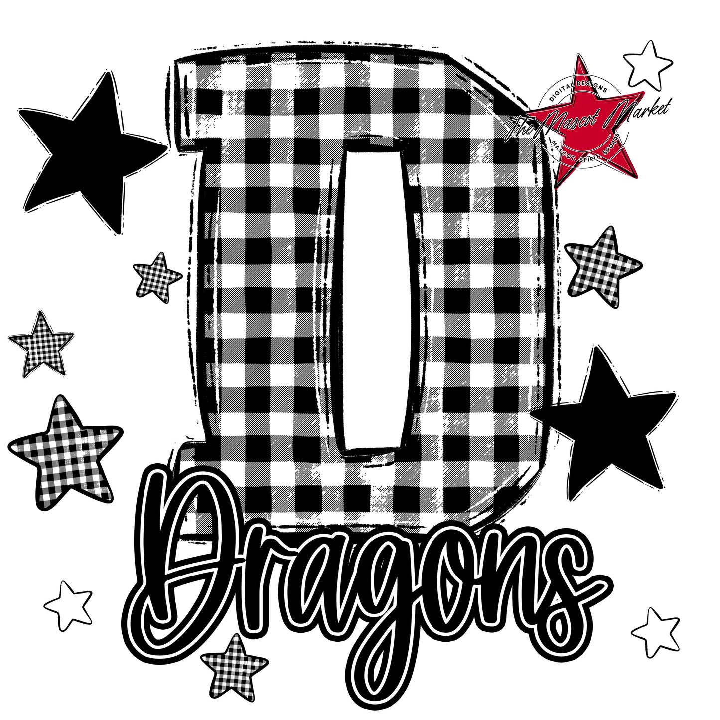 Dragons Plaid Star Design-Black