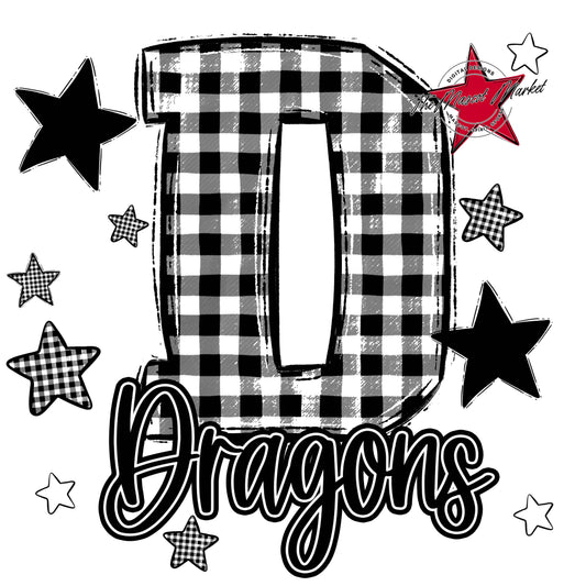 Dragons Plaid Star Design-Black