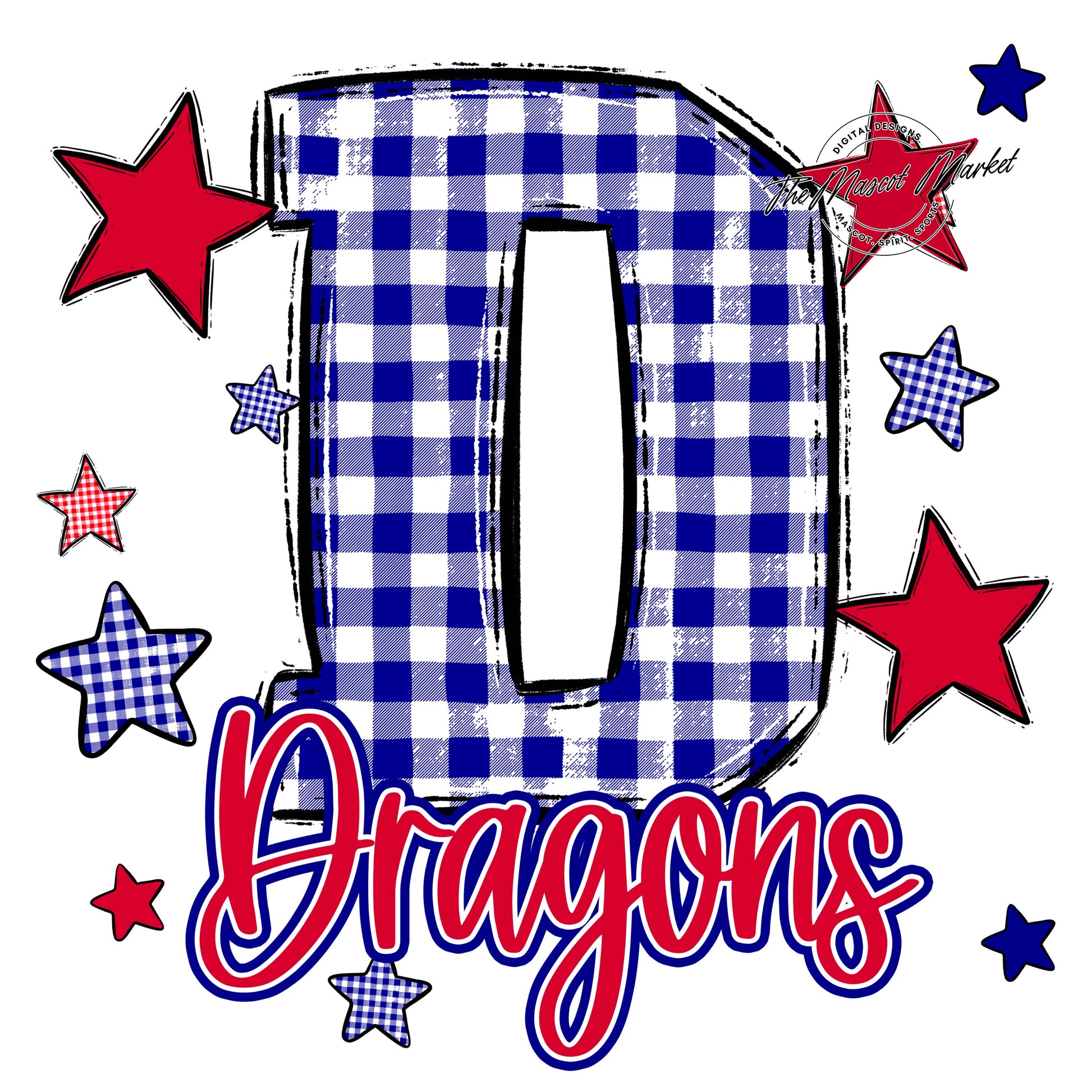 Dragons Plaid Star Design-Blue & Red