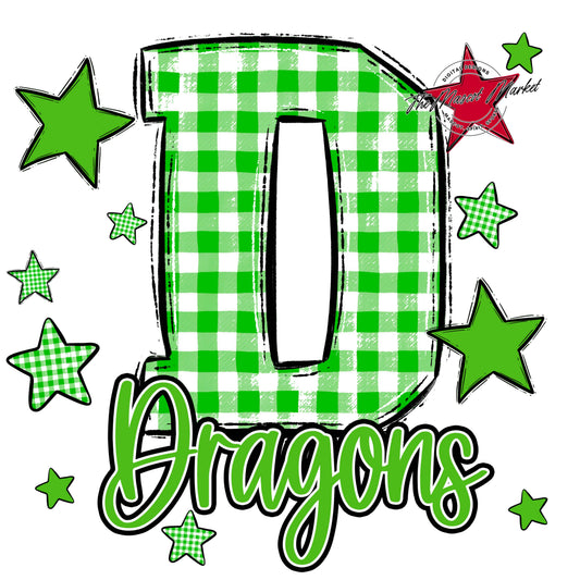 Dragons Plaid Star Design-Bright Green