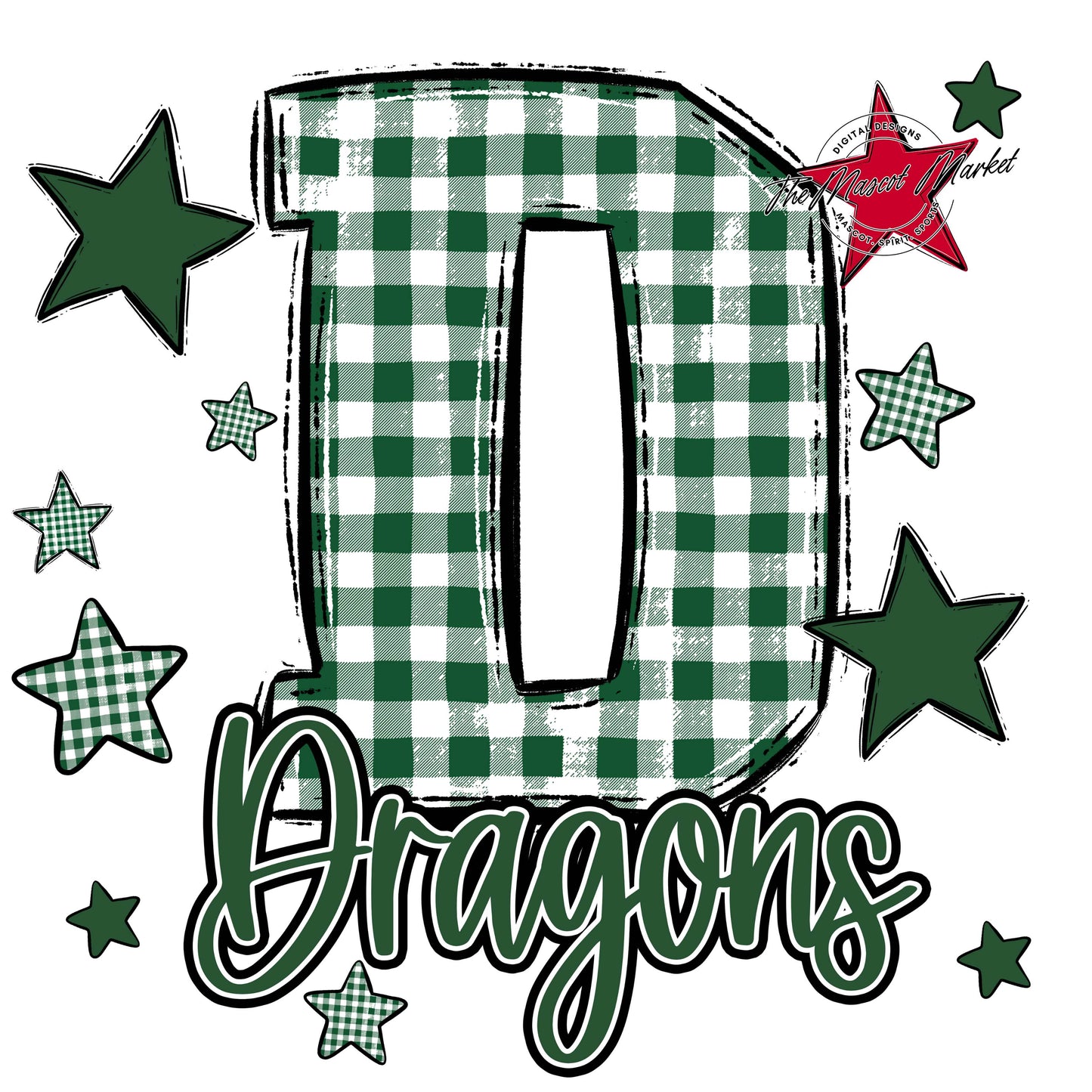Dragons Plaid Star Design-Green