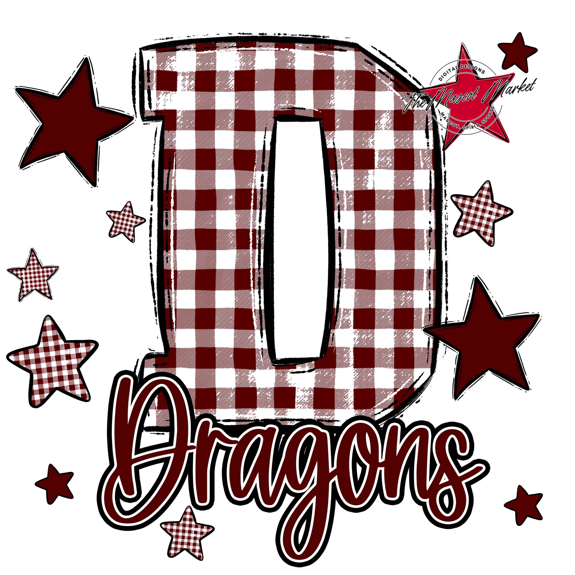 Dragons Plaid Star Design-Maroon