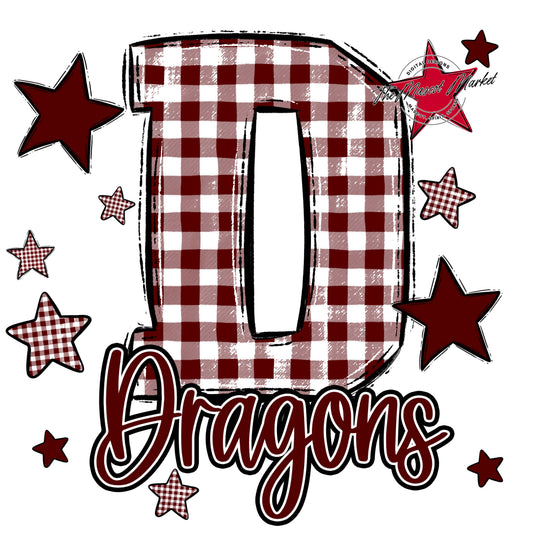 Dragons Plaid Star Design-Maroon
