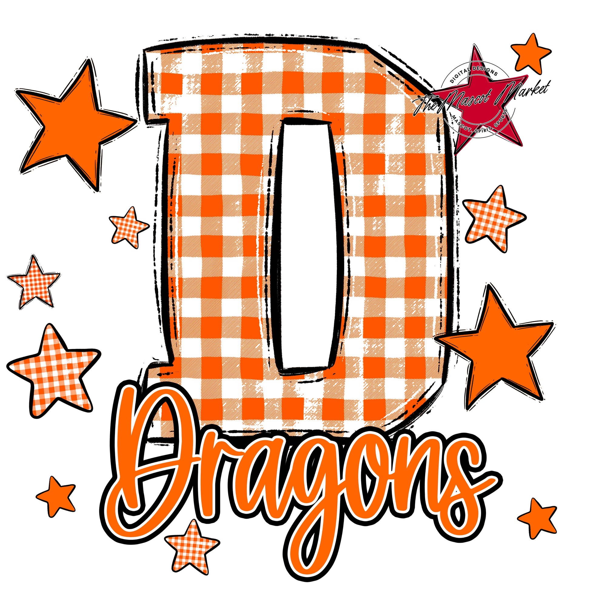 Dragons Plaid Star Design-Orange