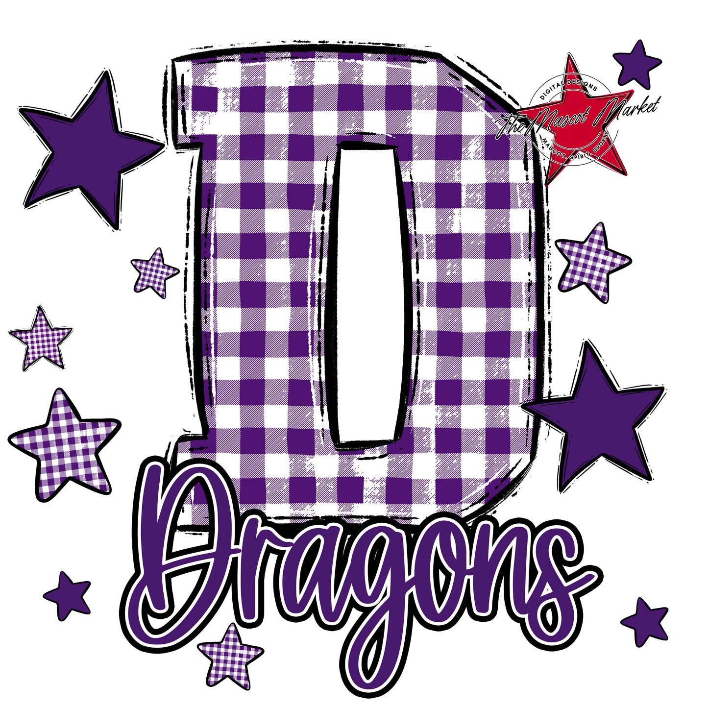 Dragons Plaid Star Design-Purple