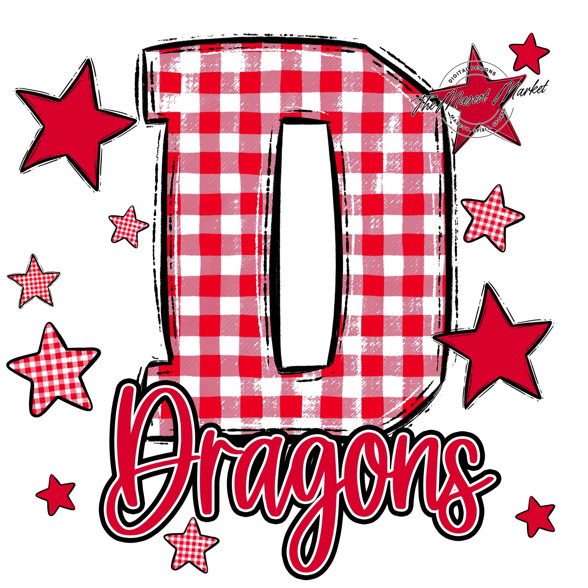 Dragons Plaid Star Design-Red