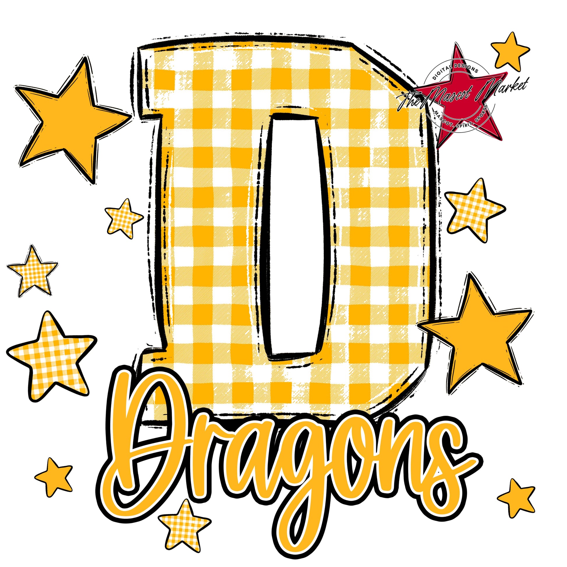 Dragons Plaid Star Design-Yellow