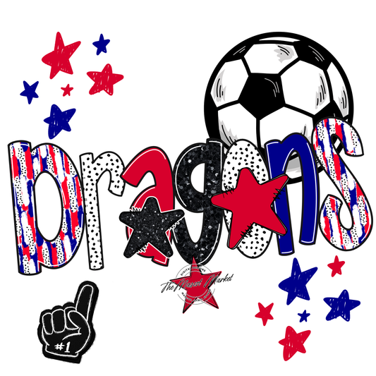 Dragons Soccer Scrape-Blue-Red