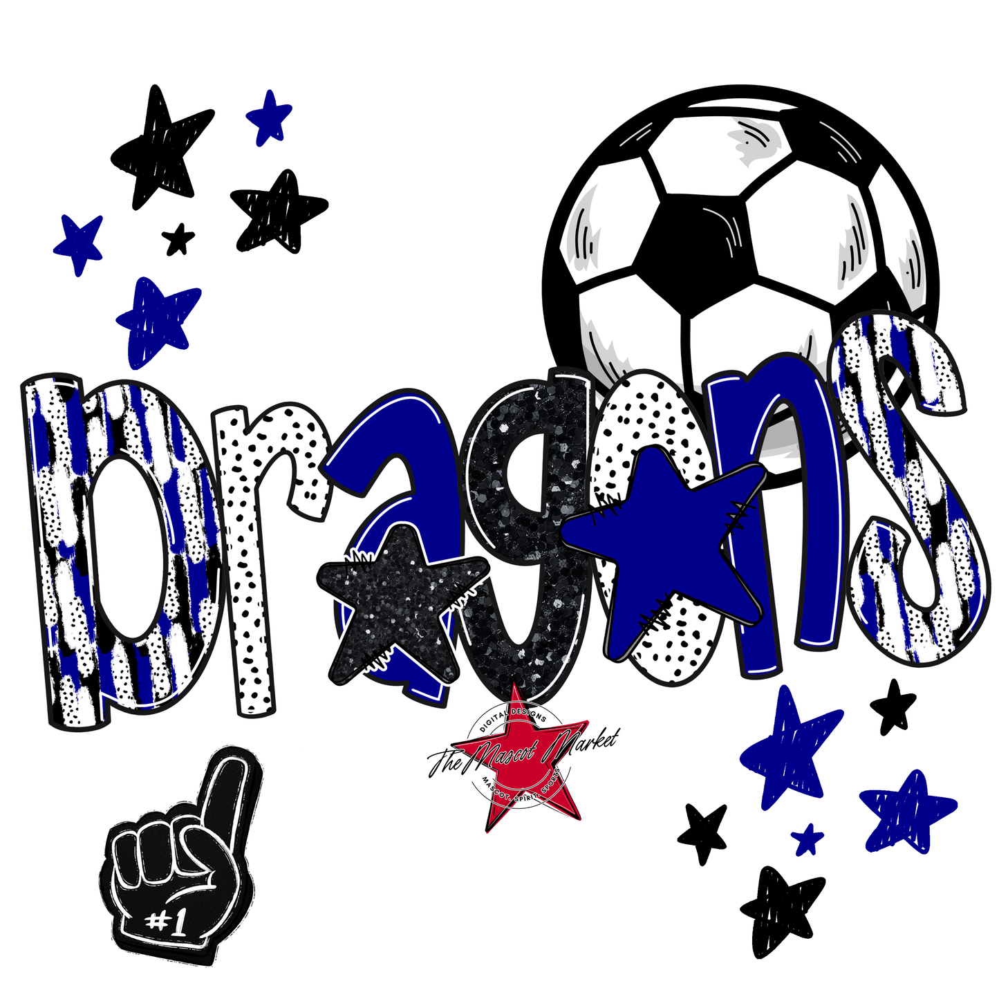 Dragons Soccer Scrape-Blue