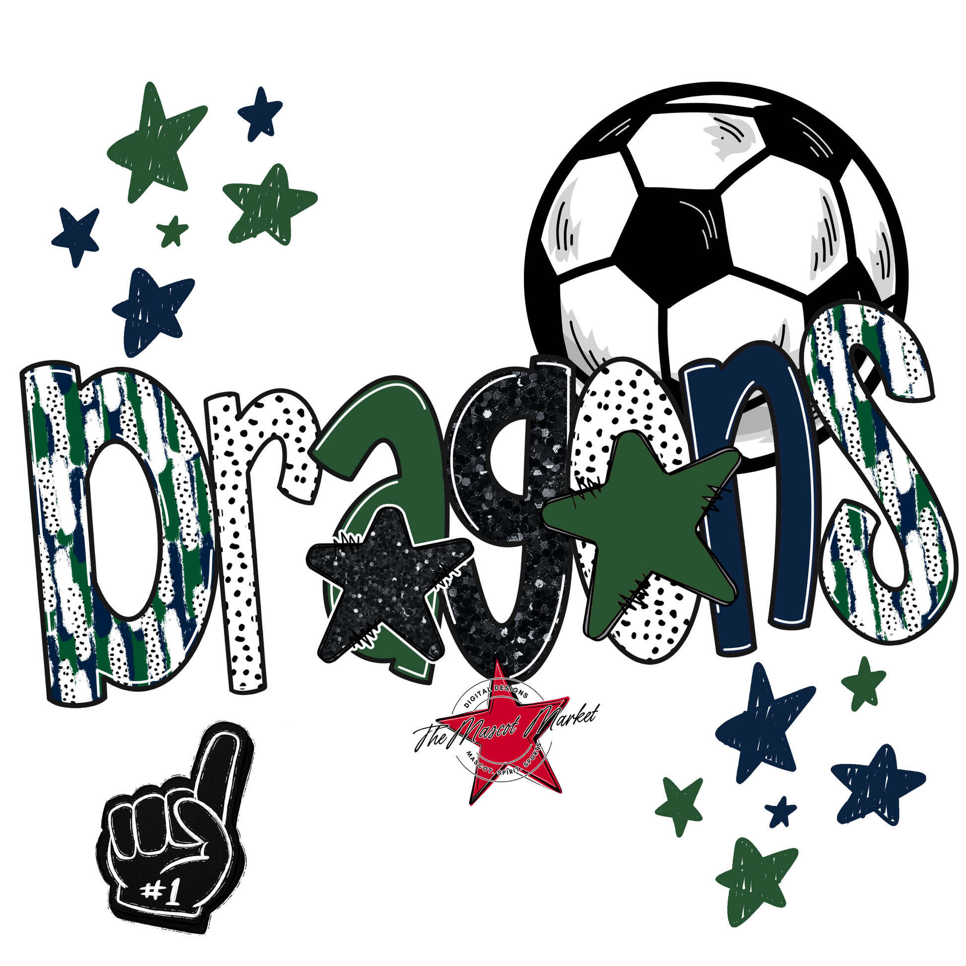 Dragons Soccer Scrape-Navy-Green