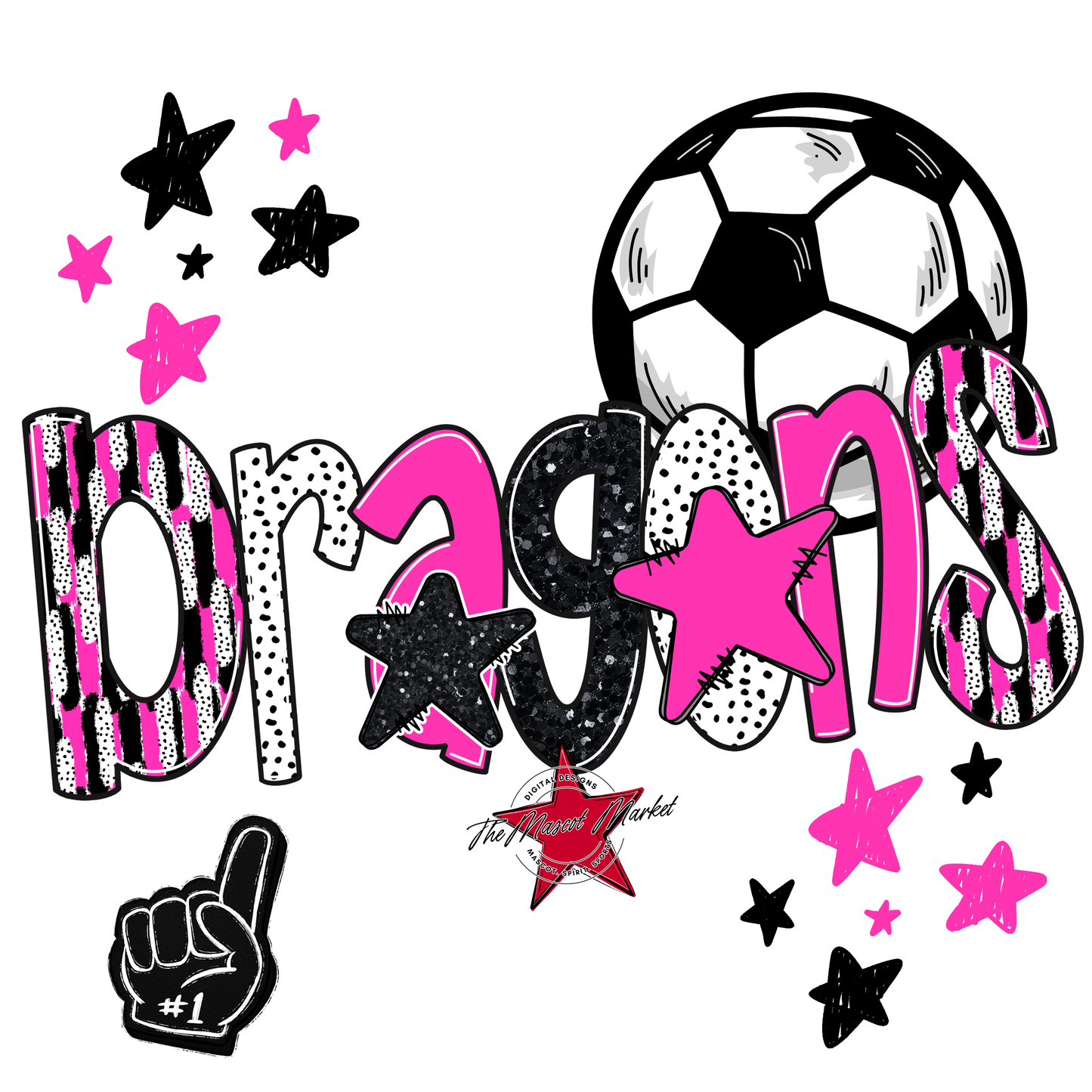 Dragons Soccer Scrape-Pink