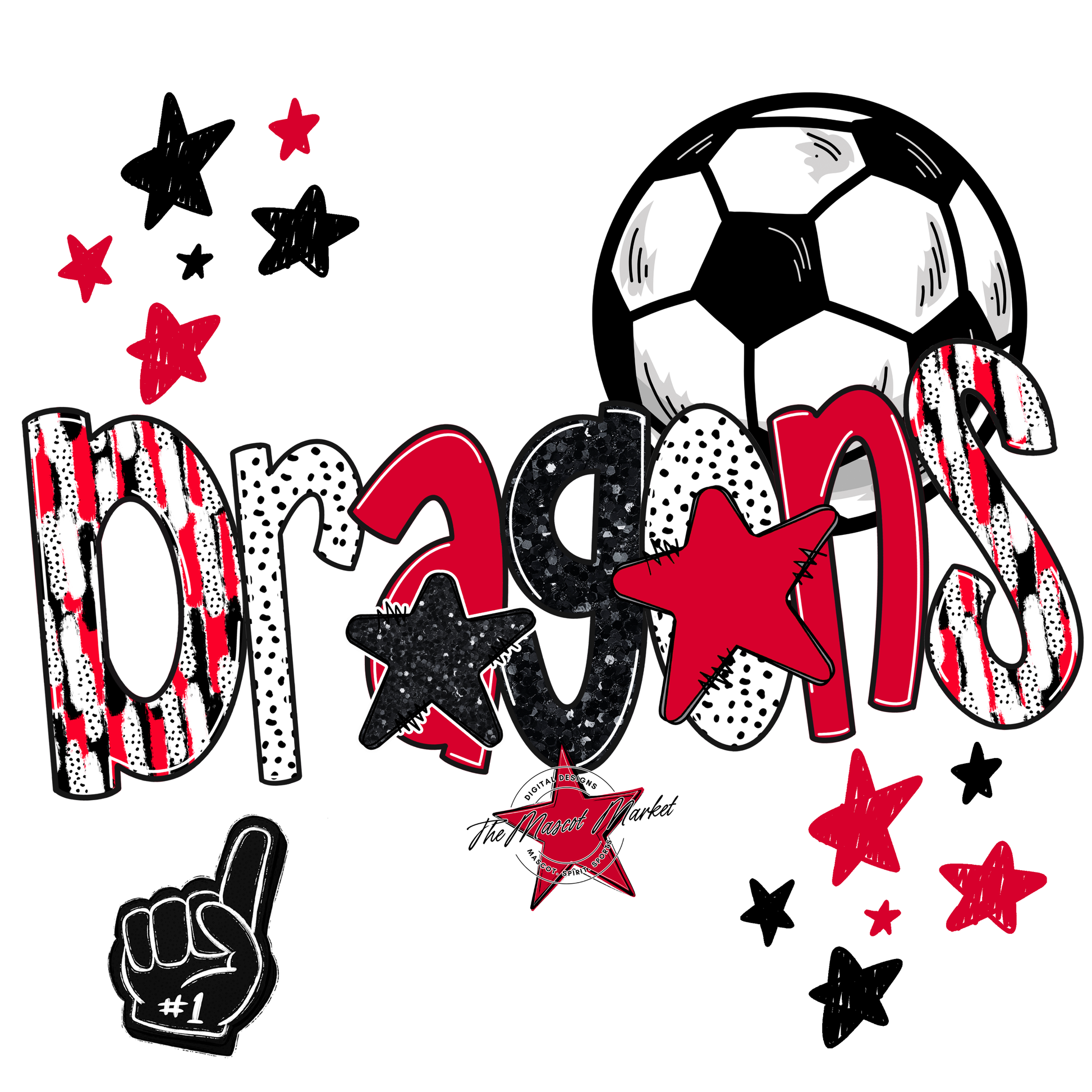 Dragons Soccer Scrape-Red