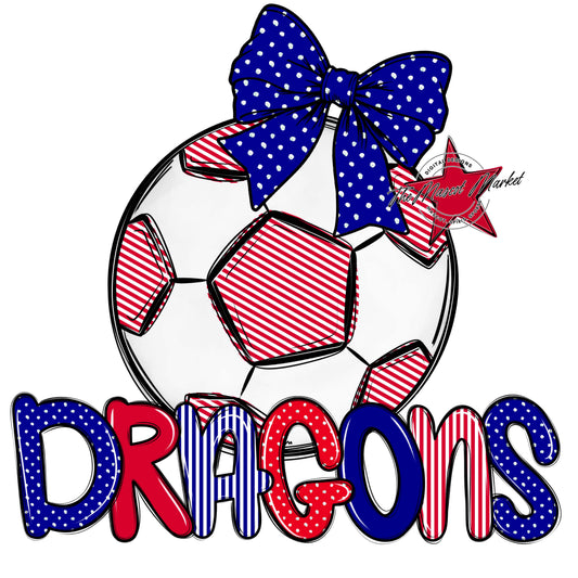 Dragons Soccer Spirit Design-Blue & Red