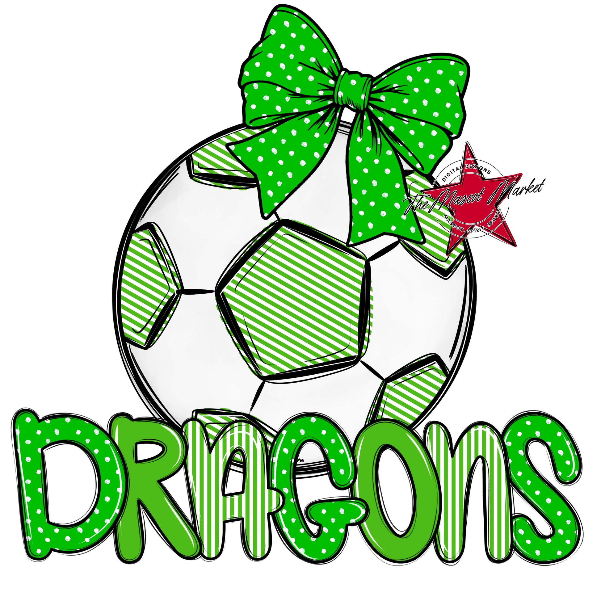 Dragons Soccer Spirit Design-Bright Green