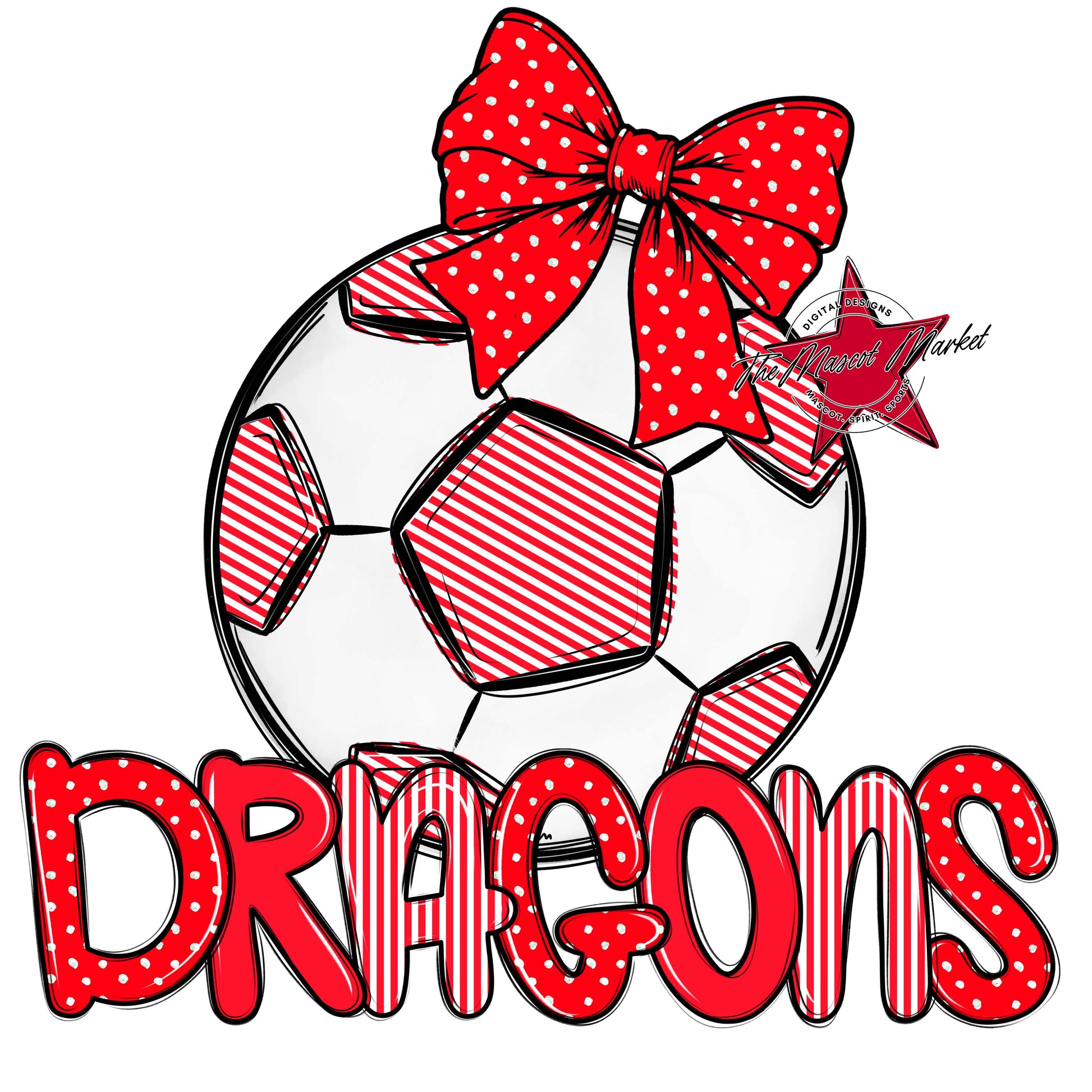 Dragons Soccer Spirit Design-Bright Red
