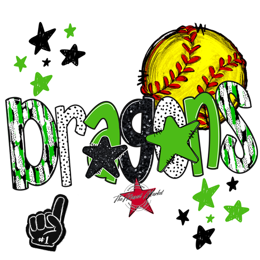 Dragons Softball Scrape-Bright Green