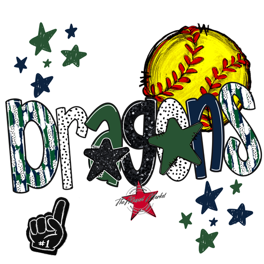 Dragons Softball Scrape-Navy-Green