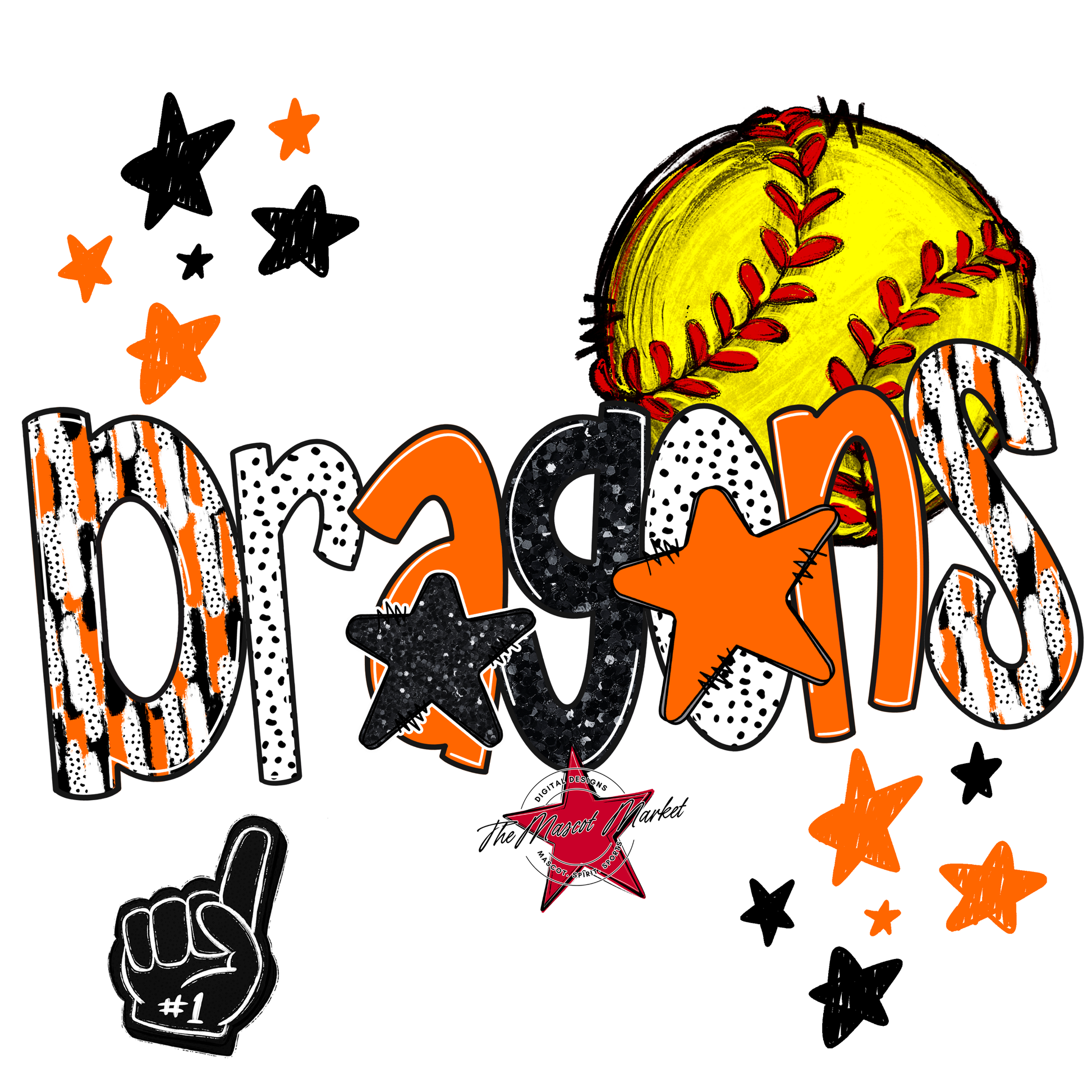 Dragons Softball Scrape-Orange