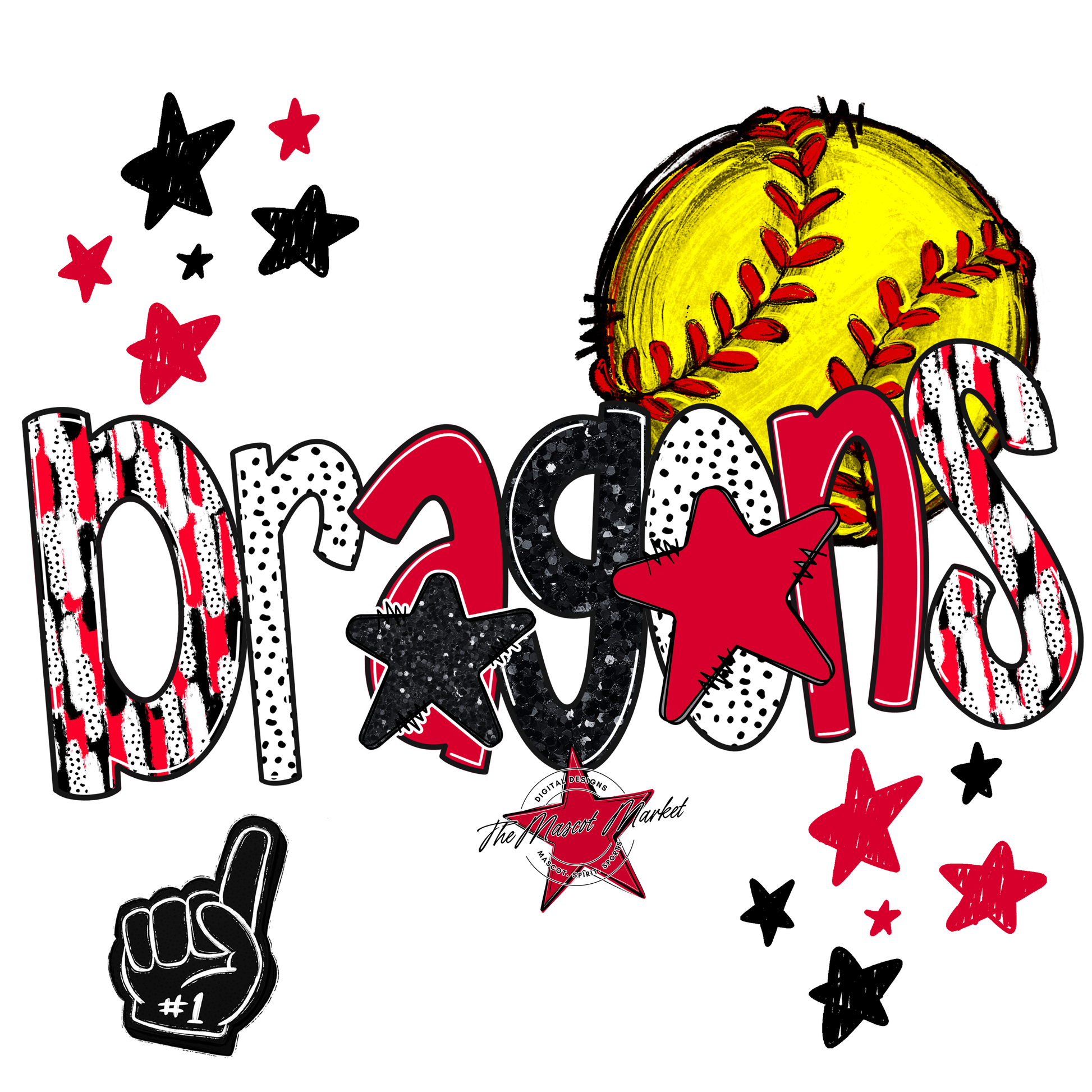 Dragons Softball Scrape-Red