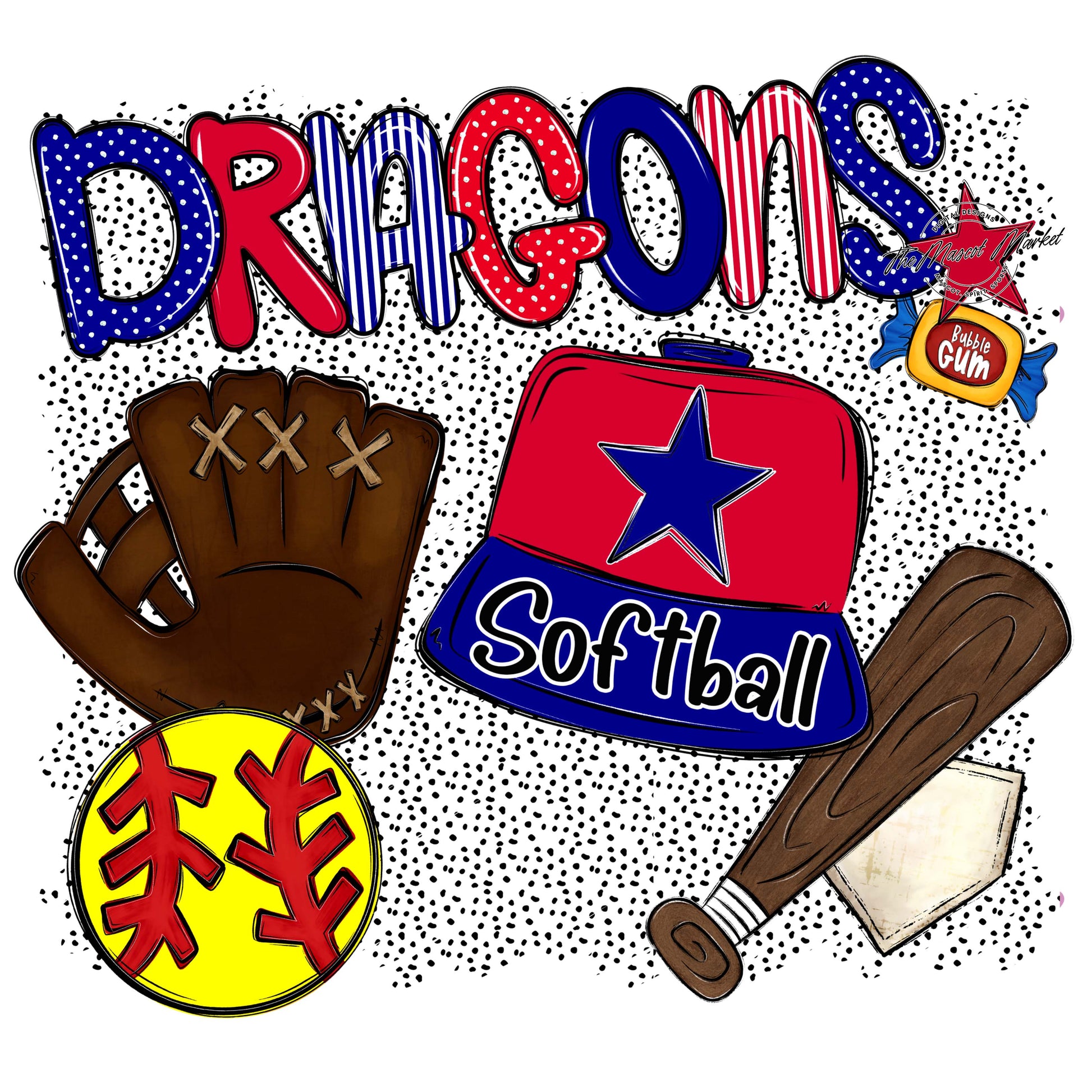 Dragons Softball Spirit-Blue & Red