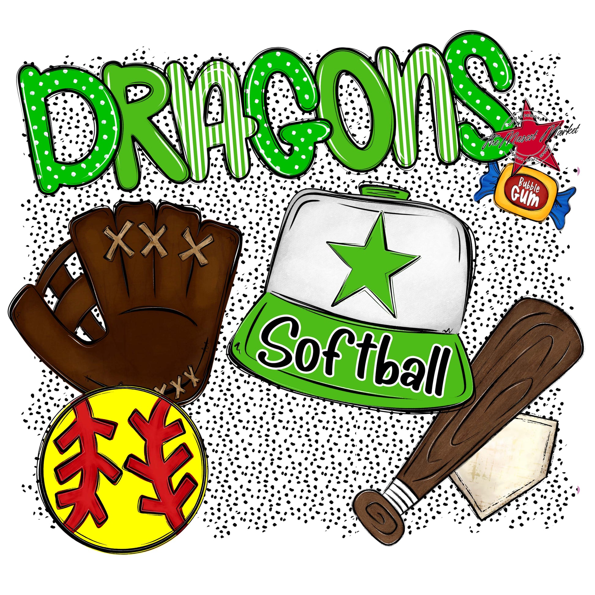 Dragons Softball Spirit-Bright Green
