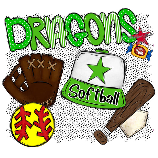 Dragons Softball Spirit-Bright Green