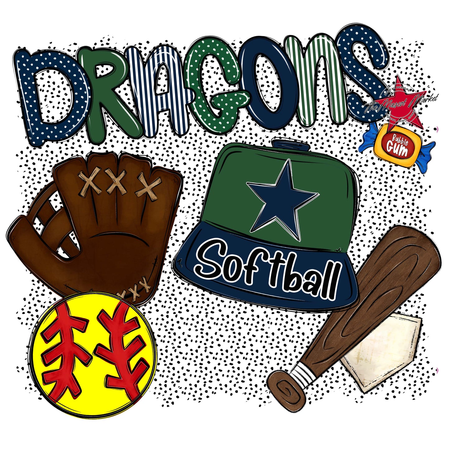 Dragons Softball Spirit-Navy & Green